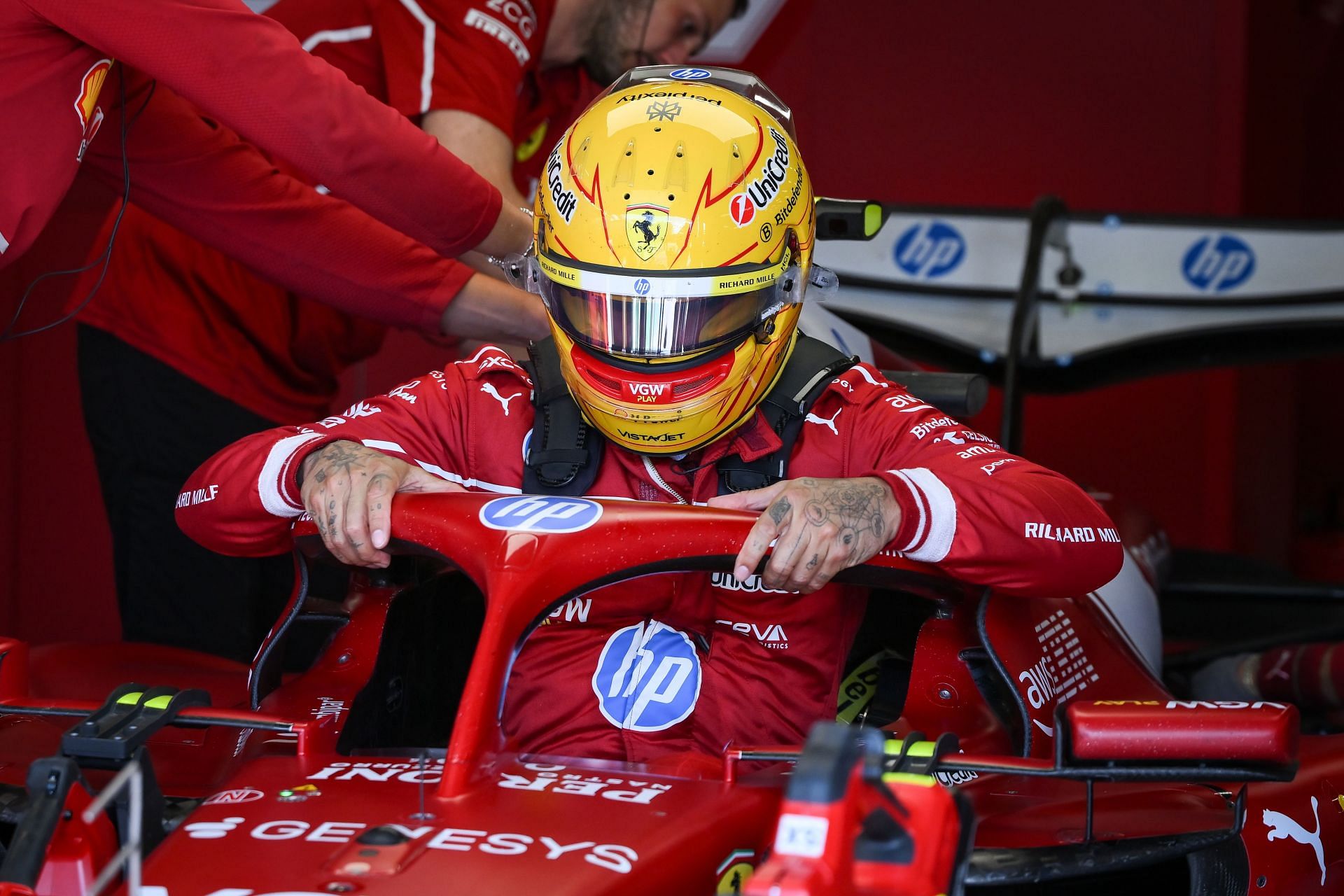 Lewis Hamilton in the FP3 session for the F1 Grand Prix of Great Britain - Source: Getty
